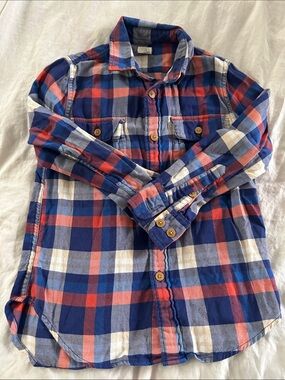 Crewcuts Blue Red White Plaid Button-Up Shirt